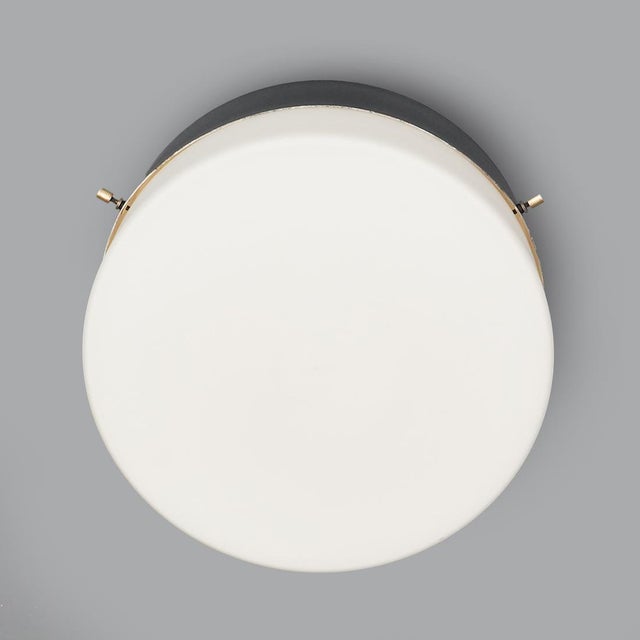 Black Vintage Ceiling Light in Opal White Glass, 1950s For Sale - Image 8 of 13