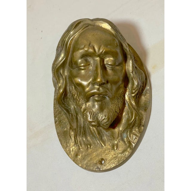 1940s Very Heavy Religious Jesus Christ Brass Wall Plaque Relief Sculpture Statue For Sale - Image 4 of 9