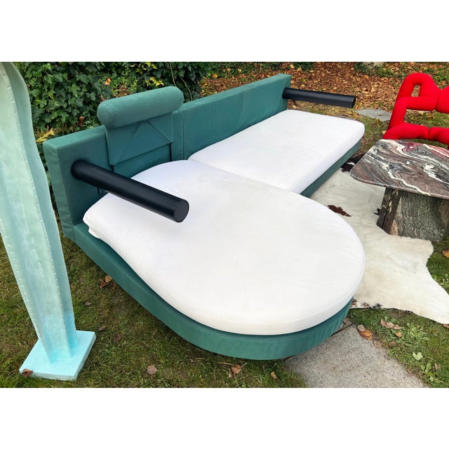 Metal 1980s B&b Italia Antonio Citterio Sity "Baisity" Sofa Sectional in Green and Eggshell-- 2 PCSB For Sale - Image 7 of 10