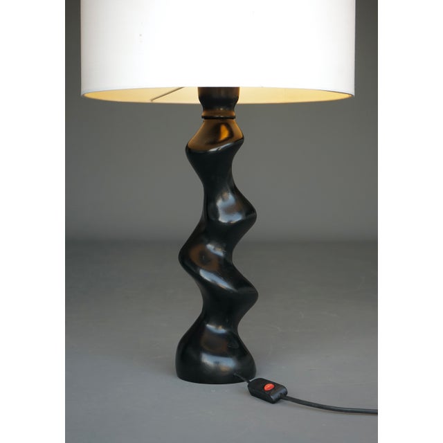 Model 42 Sculptural Ebonised Wood Table Lamp from Temde Leuchten, 1970s For Sale - Image 4 of 14