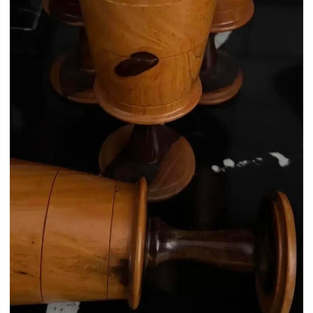 Mid-Century Modern 1960s Hand Turned Mixed Wood Goblets Set of 4 | Artisan Studio For Sale - Image 3 of 3