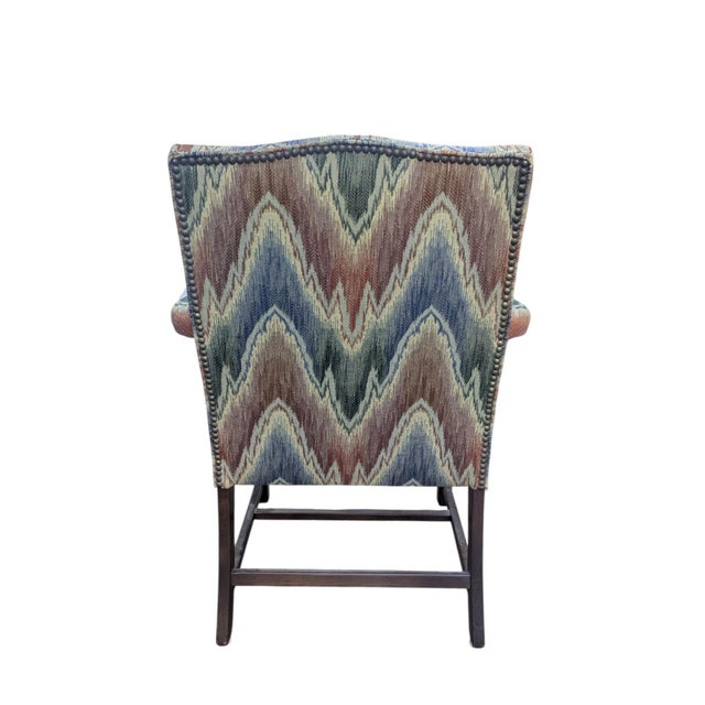 American Vintage Schumacher Upholstered Flamestitch Arm Chair For Sale - Image 3 of 18