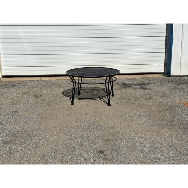 Vintage Woodard Style Outdoor Wrought Iron Round Coffee/ Cocktail Table For Sale - Image 9 of 10