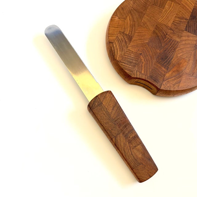 Brown Mid 20th Century Dansk Teak Cutting Board With Knife by Jens Quistgaard For Sale - Image 8 of 10