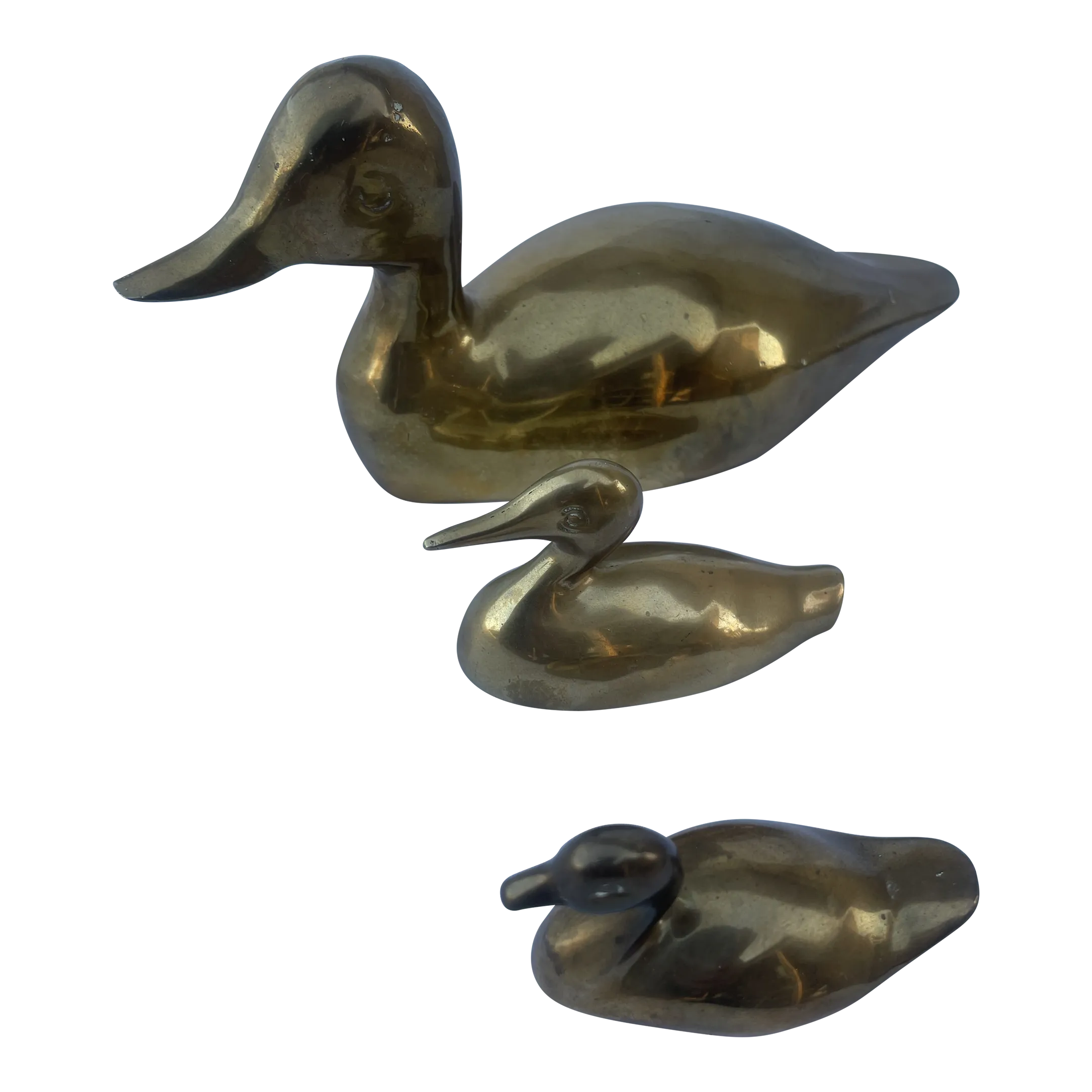 邦楽 blahrmy duck's moss village Vintage 1979's Brass Mother Duck With Ducklings Set- 3