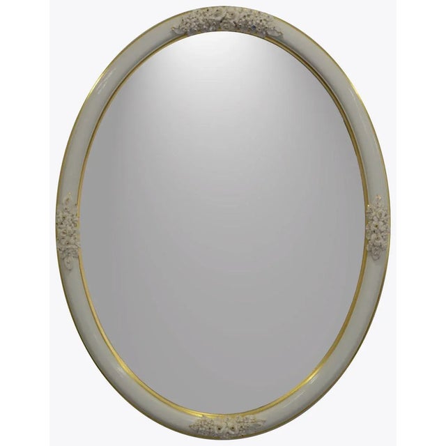 Vintage Mirror in Porcelain & Wood Frame with Rose & Bud Decoration by Giulio Tucci For Sale - Image 9 of 9