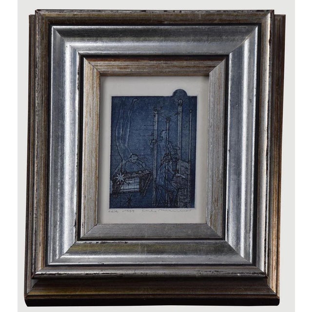 Image dimensions: 10 x 7 cm. Untitled is an original mixed media colored etching realized by an italian master in 1994...