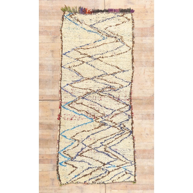 Vintage Azilal Boucherouite Moroccan Rug, 04'03 X 10'00 For Sale - Image 10 of 10