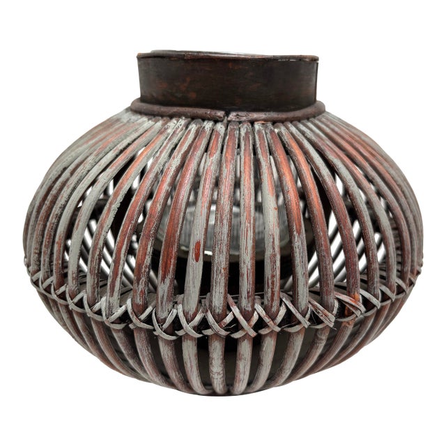 Vintage Rustic Round Wood Candleholder or Plant Vessel For Sale
