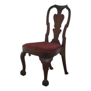 Antique 18th Century Queen Anne Ball & Claw Mahogany Side Chair For Sale