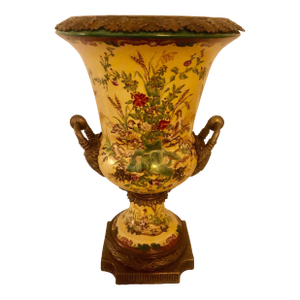 Vintage French Louis XVI Painted Porcelain Urn Sevres Style Reproduction