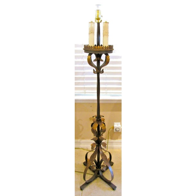 Bronze Fine Art Lamps Handcrafted Castile Collection Wrought Iron Floor Lamp With Shade For Sale - Image 8 of 15