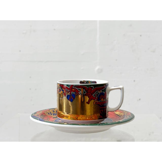 Vintage Swiss Tête-À-Tête Cup Set for Lovers from Bopla! Porcelain Factory Langenthal, Switzerland, 1990s, Set of 4 For Sale - Image 4 of 12