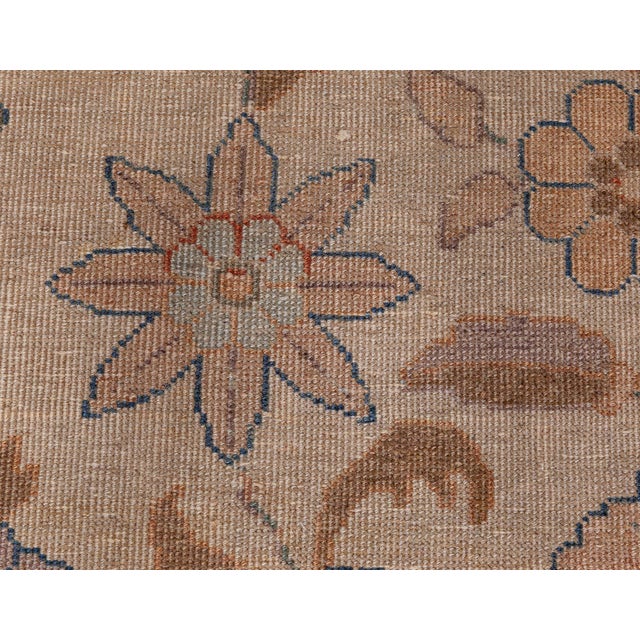 Antique Persian Tabriz Beige Handmade Wool Rug For Sale - Image 4 of 10