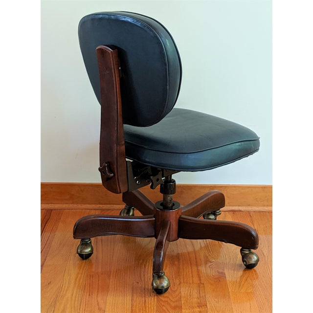 1980s Navy Blue Leather Desk Chair Chairish