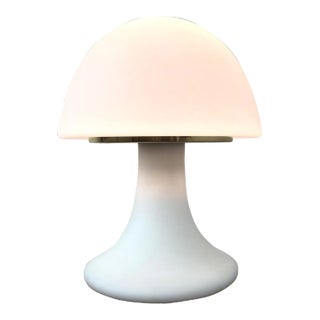 White Glass Mushroom Model 6329 Table Lamp from Glashutte, 1970s For Sale