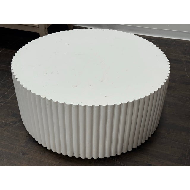 Williams Sonoma Tropea Fluted Round Coffee Table For Sale - Image 4 of 12