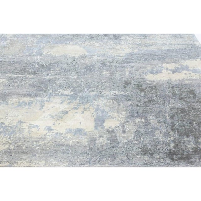 Modern Contemporary North Star Blue and Grey Hand Knotted Silk Rug by Doris Leslie Blau For Sale - Image 3 of 6