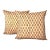 Vintage Orange Hand-Blocked Indian Print Decorative Square Pillows - Set of 2 For Sale