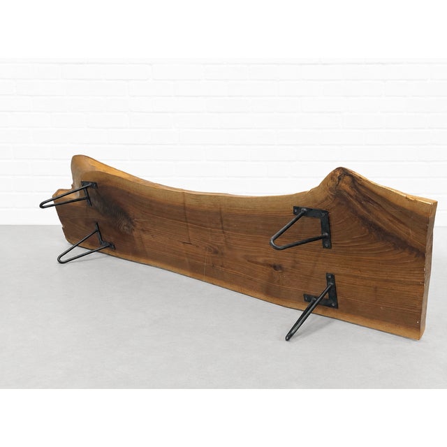 Extra Long Sculptural Live Edge Wood Bench or Long Coffee Table Hairpin Legs For Sale - Image 9 of 12