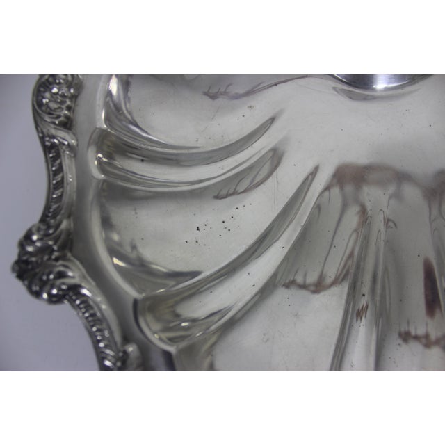 Large Heavy Vintage Silver Clam Shell Bowl With Feet Centrepiece For Sale - Image 12 of 12