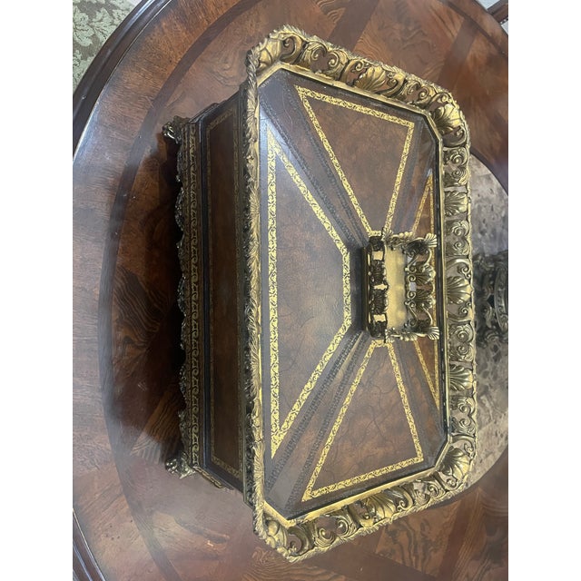 Mid 20th Century Maitland-Smith Leather Rectangle Box Sherwood Brass Mounts For Sale In West Palm - Image 6 of 12
