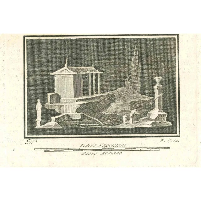 Ancient roman landscape from the series "antiquities of herculaneum", is an etching on paper realized by francesco...