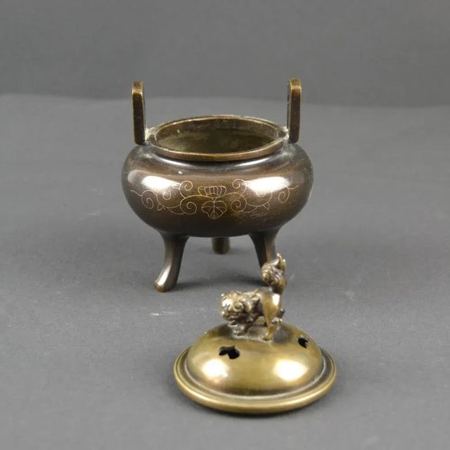 Small Antique Japanese Incense Burner in Bronze, 1890s For Sale - Image 10 of 12
