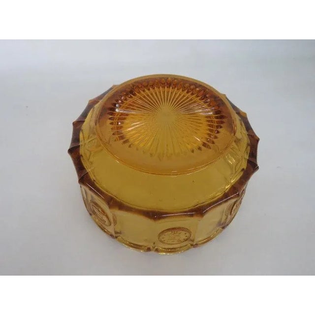 Fostoria Coin Glass Amber Liberty Bell Scalloped Bowl For Sale - Image 9 of 10