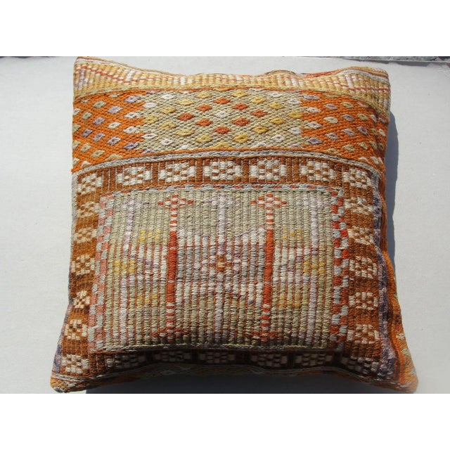 Turkish Kilim Rug Pillow For Sale - Image 3 of 11