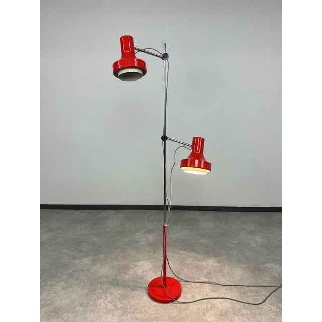 Red floor lamp by Josef Hurka for Napako in very nice original condition. This piece is attributed to the mentioned...