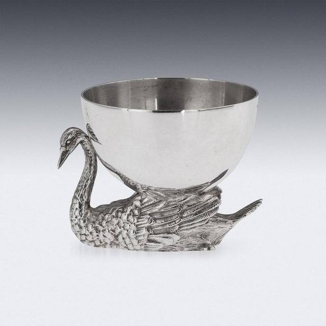 20th Century Silver Swan Shaped Salt & Spoon, London, 1992, Set of 2 For Sale - Image 4 of 15
