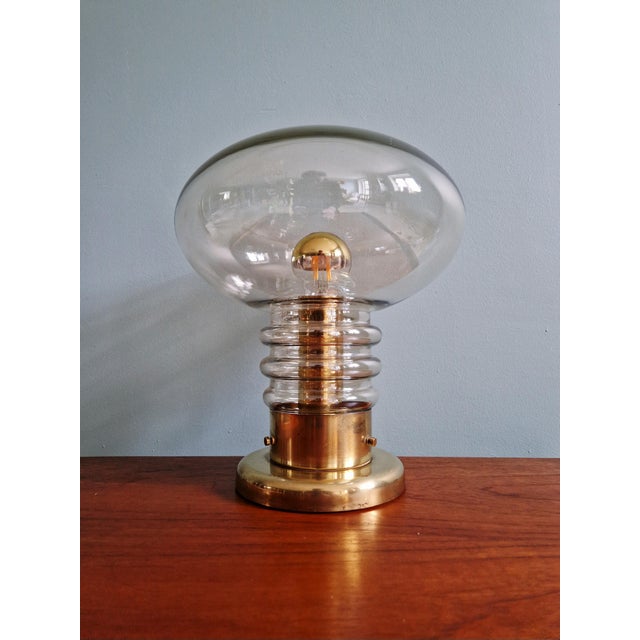 1970s Space Age Table Lamp in Brass and Clear Glass, 1960s-1970s For Sale - Image 5 of 13