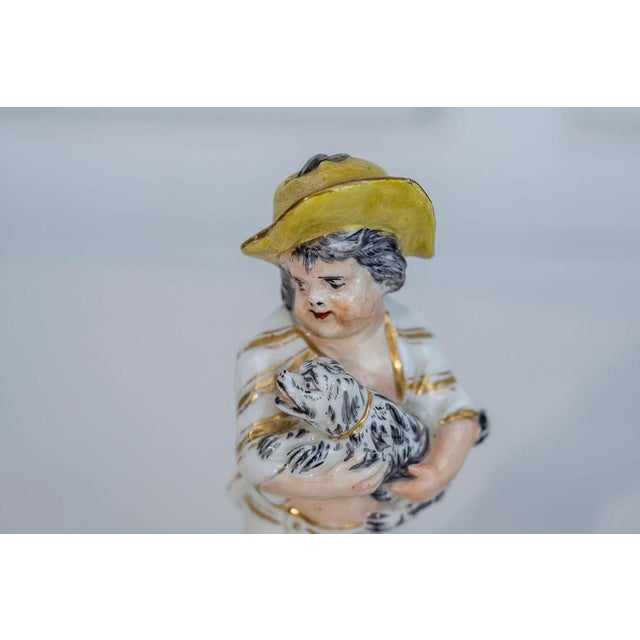 Antique Early 19th Century English Porcelain Figures - Boy With Dog and Girl With Cat - A Pair For Sale - Image 11 of 15