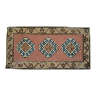 Hand Knotted Turkish Rug Low Pile Muted Small Rug Entry Decor Kitchen Mat - 1'9" X 3'4" For Sale