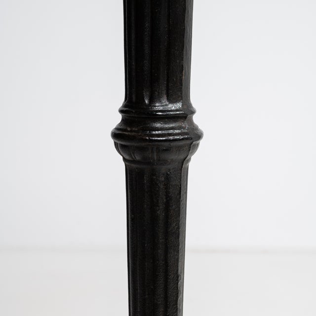 Metal Mid 20th Century Cast Iron Bistro Table With Oak Top For Sale - Image 7 of 9