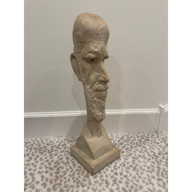 Superb Giacometti-Style 1953 Plaster Portrait Bust Signed A. Schor For Sale - Image 4 of 9