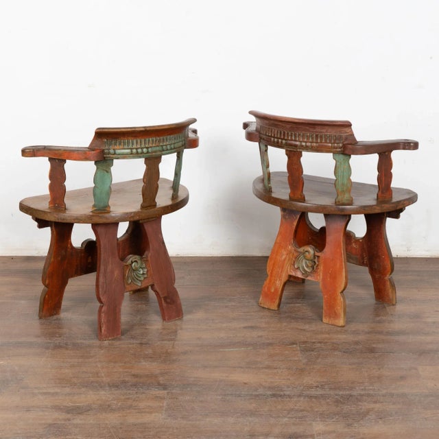 Pair, Mid 19th Century Swedish Carved Folk Art Chairs For Sale - Image 14 of 14