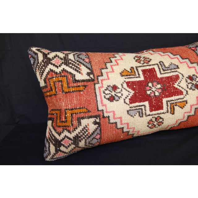 Decorative Turkish Oushak Rug Pillow – Vintage Lumbar Textile Cushion -19'' X 31'' For Sale - Image 9 of 13