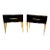 Modern Italian High Gloss Black Lacquered Side Tables With Brass Accents For Sale