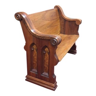 Mid 19th Century Antique Walnut and Ash Church Pew - Four Feet Long For Sale