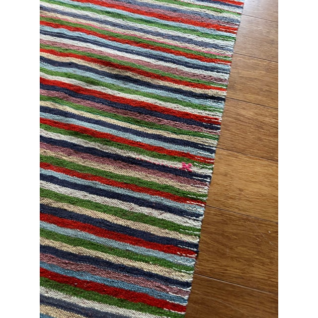 Vintage Striped Kilim | Modern Anatolian Flatweave| 6'x10' For Sale - Image 4 of 8