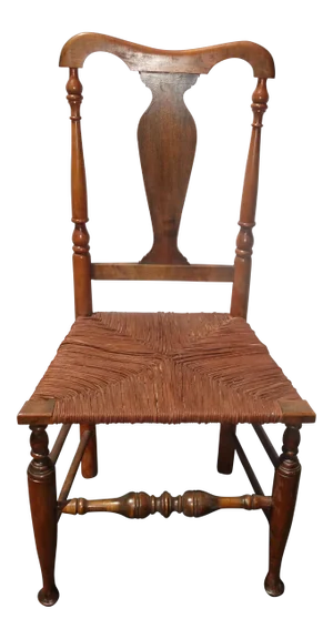 1930s Vintage George Gaines Style Chippendale French Country Brown Rush Accent Chair