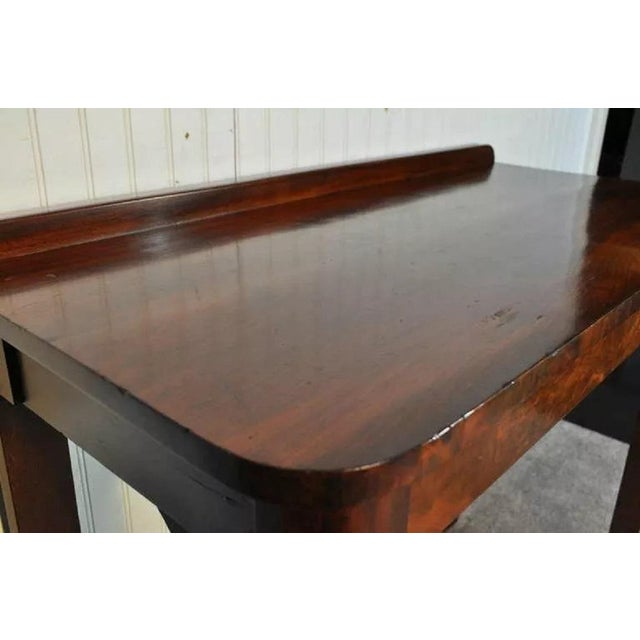 19th Century French Empire Crotch Mahogany Bronze Ormolu 1 Drawer Console Hall Table For Sale - Image 9 of 10