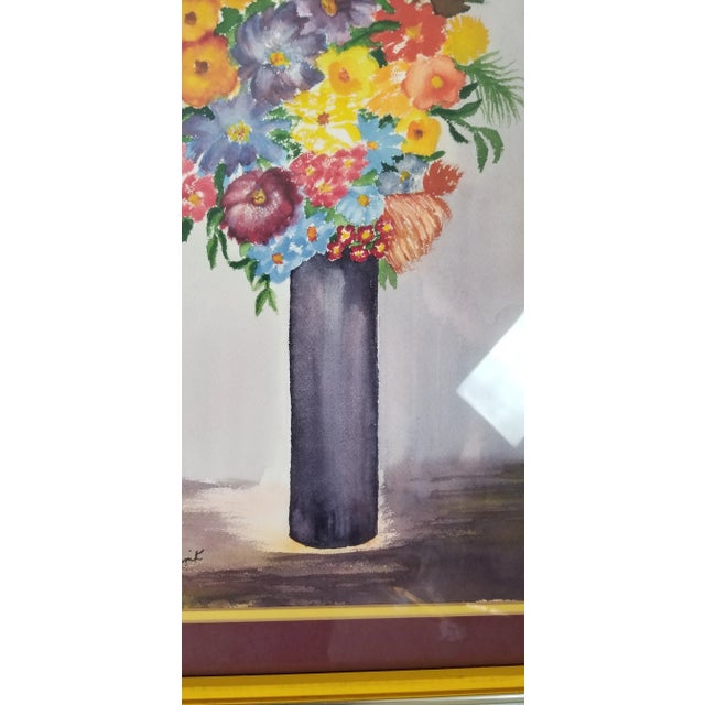 Glass 1970s Vintage Belle Horink Still Life Watercolor Abstract Painting For Sale - Image 7 of 12