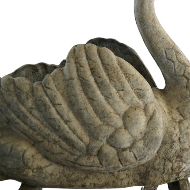 Large-Scale Mid-Century Swan Planter – Early Casting With Aged Stone Patina For Sale - Image 9 of 18