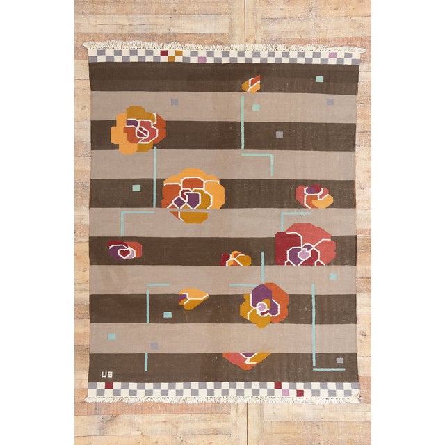 Ulla Schumacher Vintage Swedish Rollakan Rug, 05'08 X 07'05 For Sale - Image 11 of 11