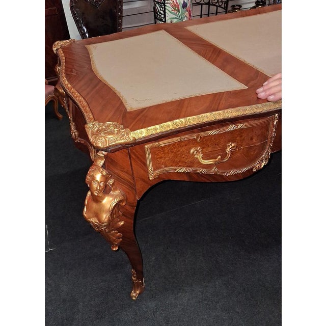 Louis XV Large Flat Wooden Desk, 1890s For Sale - Image 3 of 7
