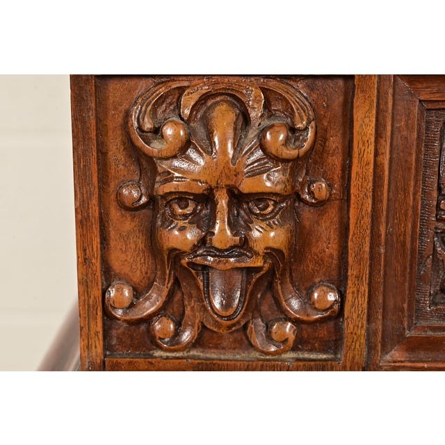 Antique French Renaissance Revival Carved Walnut Bookcase or Bar Cabinet, Circa 1890s For Sale - Image 9 of 15
