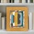 This is a new playful colorblock oil painting influenced by Mid-Century Modern design. The painting is done on a hardboard...